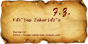 Fülep Zakariás névjegykártya